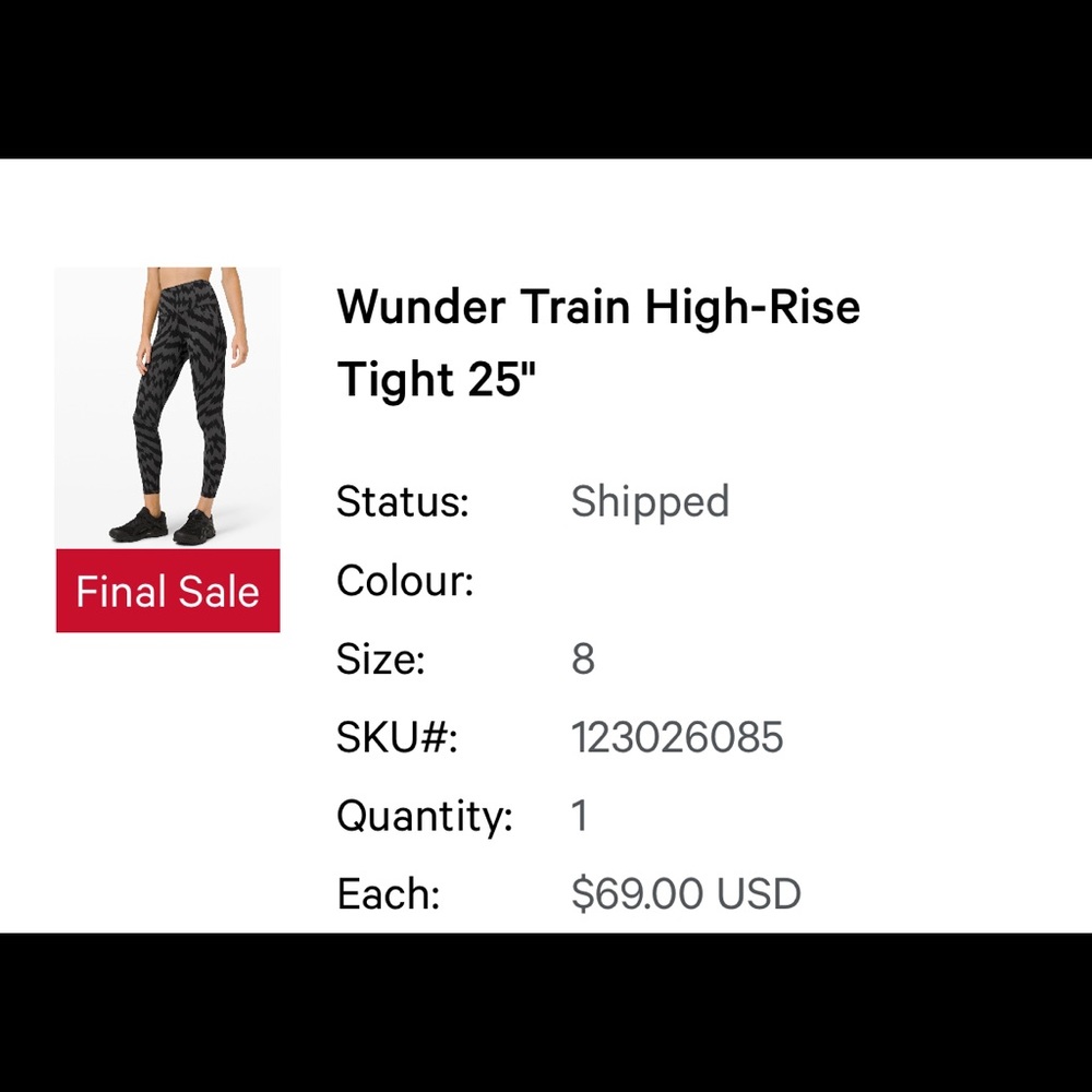 Lululemon wunder train high rise right in black and grey zigzag stripes